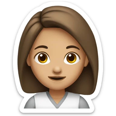 Girl with brown hair writing  sticker