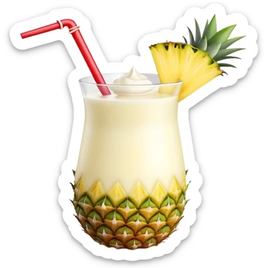 Piña colada tropical drink realistic 3D sticker