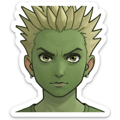 masc lesbian hazel eyes dirty blonde short spiky hair sticker