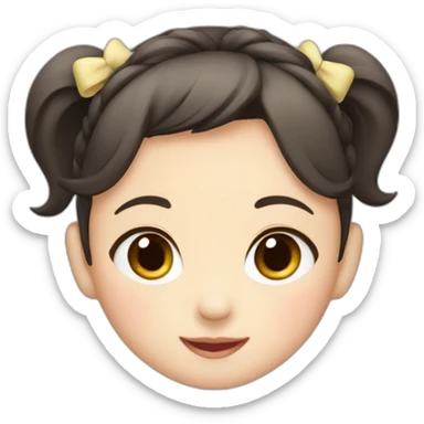 Japanese baby girl with two ponytail dark hair smiling sticker