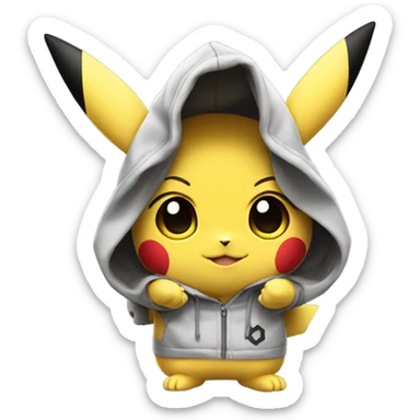 Cute pikachu wearing pikachu hoodie sticker