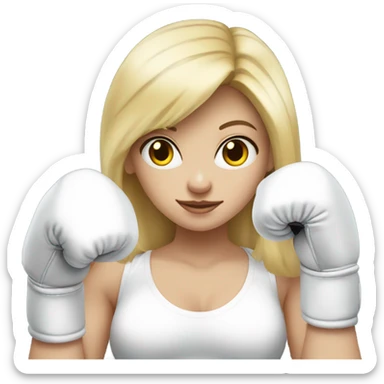 Boxing blonde girl with white gloves sticker