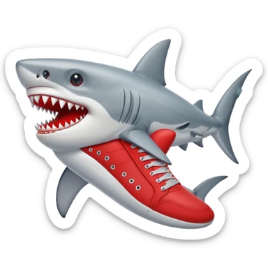Tiburón puesto en sus aletas tenis rojos sticker