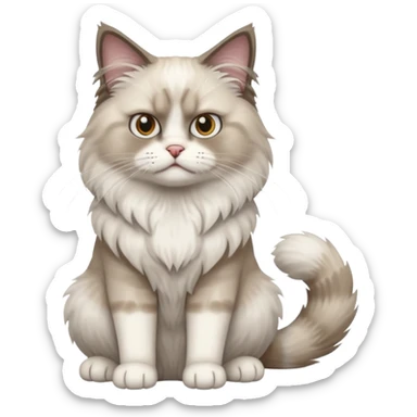 Angry Ragdoll cat sitting full body sticker