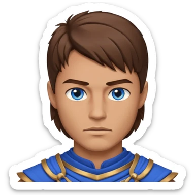 Brown warrior hair cut with blue eyes male sticker
