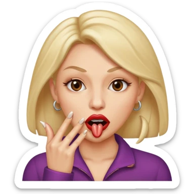 Big lips long nails bestie circle head biting her 1 nail sticker