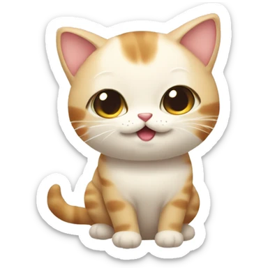 Emoji of a Mofusan-style cat dressed as a cute animal, with a big head, soft colors, and an adorable, playful expression sticker