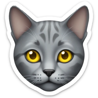 realistic grey cat with yellow eyes  sticker