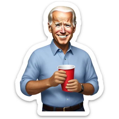 joe biden holding a red solo cup sticker