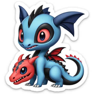 Colorful Exotic Meloetta-Toothless-Salandit-Darkrai-Venom-Stitch-Fakémon-creature-hybrid sticker