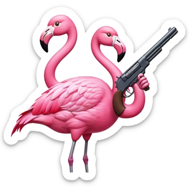 Flamingo with a gun sticker