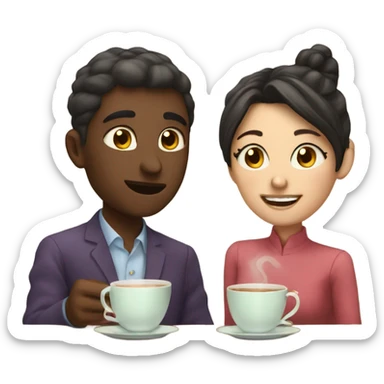 Couple having a tea timi sticker