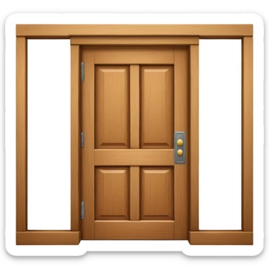 a wooden door that is wide open. The door is not closed, it is open! The door frame is simple and matches the wood tone of the door. sticker