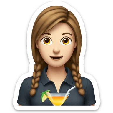 White female golfer with brown hair holding cocktail  sticker