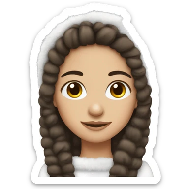 pretty brunette girl wearing white fuzzy headband for winter sticker