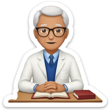 old male Librarian in foreign countries with glasses and librarian uniform sitting in library infront of bookshelf sticker