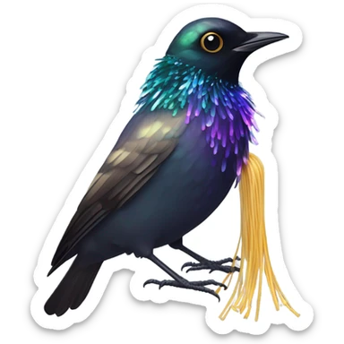 A starling eating spaghetti sticker