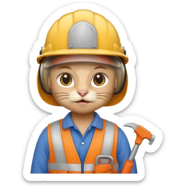 cat, handyman Outfit, wearing a Helmet sticker