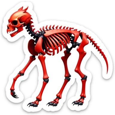 A black and red gradient epic shiny cool edgy skeletal animal, full body sticker