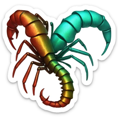 Black red gold green cyan rusty grunge scorpion with stinger large stinger tail sticker
