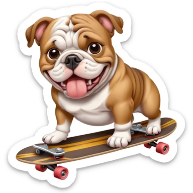 english bull dog on skateboard  sticker