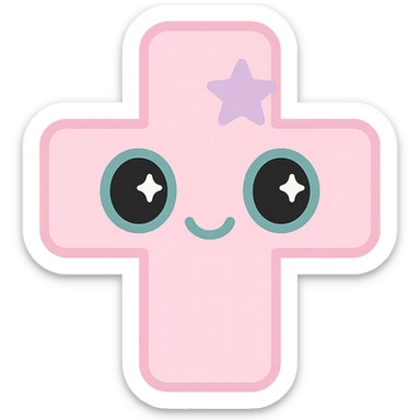 Make the white and black gothic kawaii phone case more minimal, reduce details, keep only one or two simple gothic symbols, big eyes, smiling, playful, cartoonish, no purse references, with no background. sticker