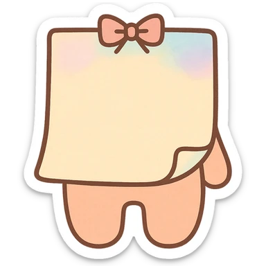 pastel watercolor sticky note with a small bow accent, soft kawaii style, Japanese stationery, full body, no face, no hands, no legs, no character expression sticker