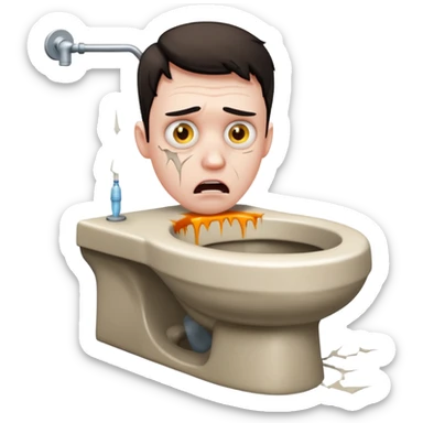 Evil toilet with man inside sticker