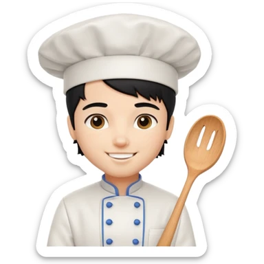 a pretty male bratz chef, black hair. fair sticker