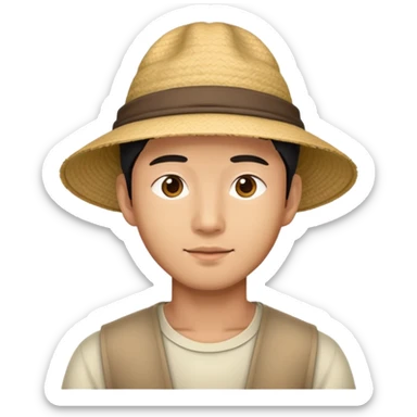 Asian guy with an Asian hat sticker