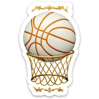 White basketball with golden decorative patterns sticker