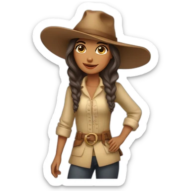 Uma pessoa usando chapéu de menina Em cima do cavalo. Tem cabelo longo  sticker