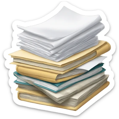 pile of assignments and papers sticker