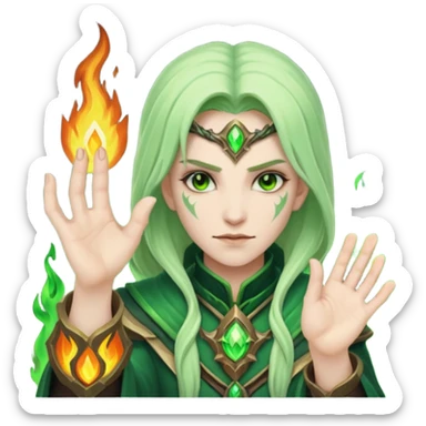 green fire warlock hand world of warcraft sticker