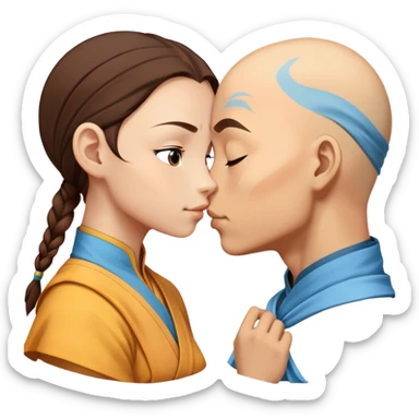 Aang and katara kiss sticker