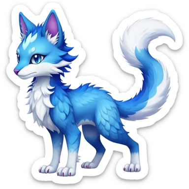 Kawaii dark colorful edgy fantasy ethereal feline-vernid-sergal-fursona animal creature with a tufted tail full body sticker