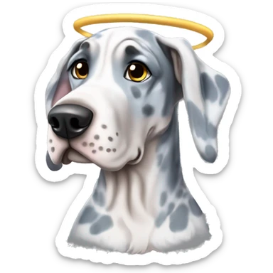 Blue Merle Great Dane wearing a angel costume  sticker
