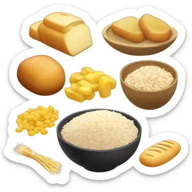 rice, macaroni, bread, potato, oatmeal, cereals sticker