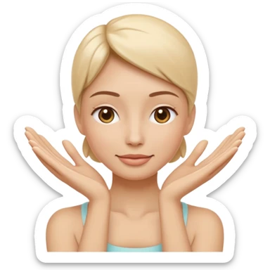 Minimal wellness-style emoji showing skin tightening, a hand gently lifting and supporting facial skin upward, subtle lifting gesture, smooth contours, natural and calm look, non-medical, non-cosmetic, no makeup, no injections, no surgery, clean, modern, trustworthy wellness aesthetic sticker
