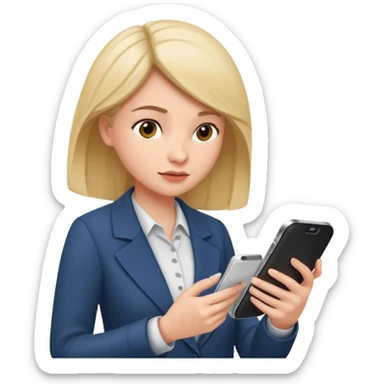 same woman but leaving documents and using the phone sticker