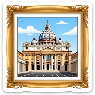 Cinematic Realistic St. Peter's Basilica Landmark Emoji, depicted with majestic, ornate architecture rendered with lifelike detail and regal lighting. sticker
