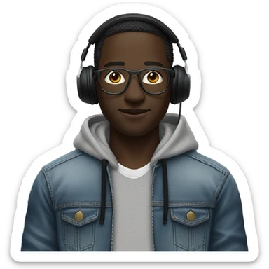 a darkskinned gentleman wearing Apple’s vision pro headset, a teared hoodie and baggy jeans  sticker