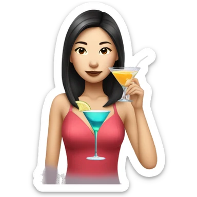 Pretty asian girl drinking a martini sticker