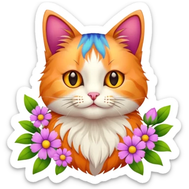 кіт з квітами sticker
