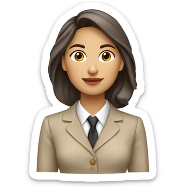 Arquitecto mujer tez blanca, cabello chino café vestida con un traje sastre beige sticker