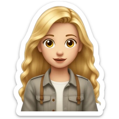 Estilo pixar niña de 8 años rubia pelo liso puntas rozadas, ojos marrones sticker