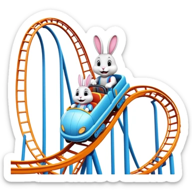 roller coaster with a bunny mascot, representing Walibi amusement park sticker