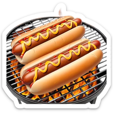 bbq hot dogs on grill sticker