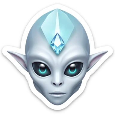 crystal alien portrait, head and shoulders only, transparent crystal skin, glowing core inside chest, sharp geometric features, 3D cartoon, mobile game icon style, clean background, no text, no watermark
 sticker