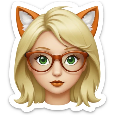 Io occhi verdi occhiali a forma di volpe capelli biondi media lunghezza nelle ciglia sticker